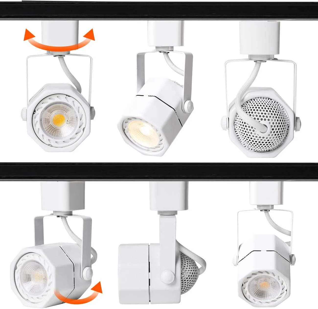 EAGLOD 10W LED Track Lighting Heads Compatible with Single Circuit H Type Track Light Rail Dimmable Ceiling Spotlight for Accent Task Wall Art Lighting 24° (3000K Warm White 6 Pack) (White 8W)