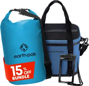 Earth Pak Waterproof Dry Bag 5 Liters & 20 Can Soft Cooler Bundle Keeps Gear Dry & Drinks Cold