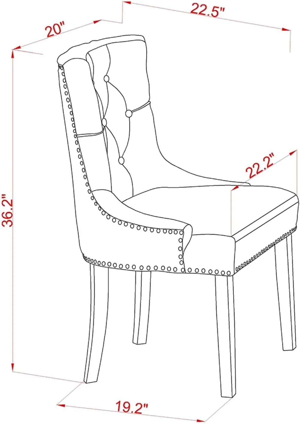East West Furniture FRP3T05 Friona Parson Dining Chairs - Button Tufted Nailhead Trim Doeskin Linen Fabric Upholstered Chairs, Set of 2, Mahogany