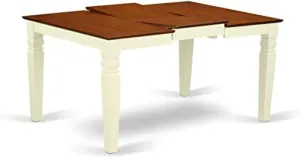 East West Furniture WET-BMK-TL Weston Dining Table - a Rectangle Wooden Table Top with Butterfly Leaf & Stylish Legs, 42x60 Inch, Buttermilk & Cherry