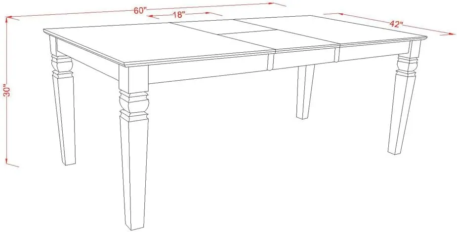 East West Furniture WET-BMK-TL Weston Dining Table - a Rectangle Wooden Table Top with Butterfly Leaf & Stylish Legs, 42x60 Inch, Buttermilk & Cherry