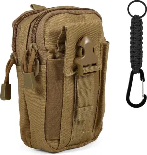 EDC Organizer, Tactical Waist Packs, Military Molle Compact Waist Bag, Multifunctional Fanny Pack Pouch for Camping Hiking Cycling Hunting Climbing Dog Walking Travel (Khaki)