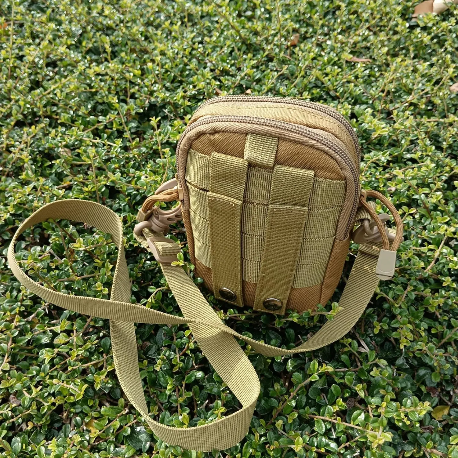 EDC Organizer, Tactical Waist Packs, Military Molle Compact Waist Bag, Multifunctional Fanny Pack Pouch for Camping Hiking Cycling Hunting Climbing Dog Walking Travel (Khaki)