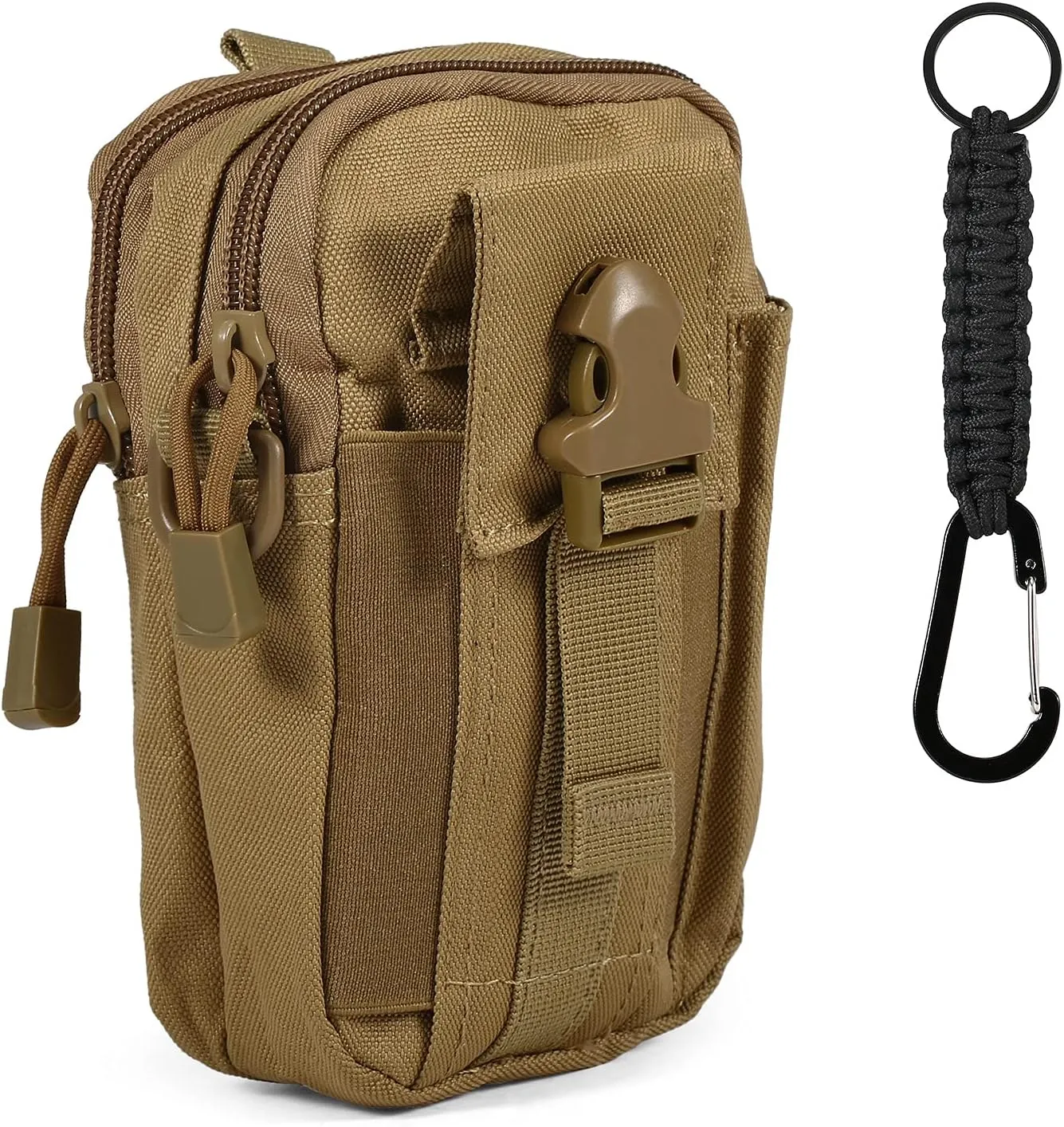 EDC Organizer, Tactical Waist Packs, Military Molle Compact Waist Bag, Multifunctional Fanny Pack Pouch for Camping Hiking Cycling Hunting Climbing Dog Walking Travel (Khaki)