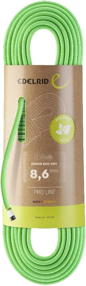 EDELRID Siskin Eco Dry 8.6 mm Climbing Rope, Neon Green, 70 m Unisex