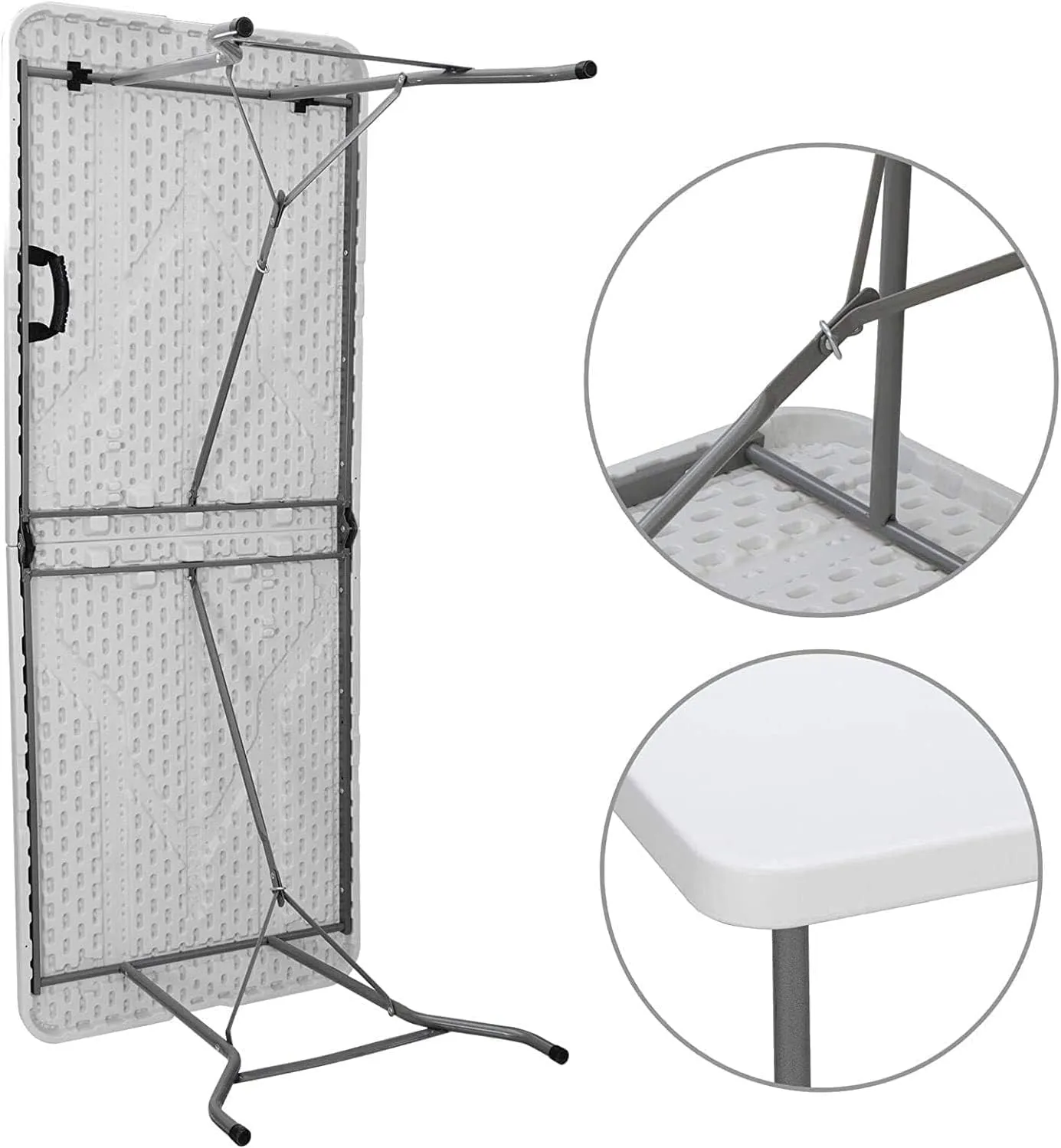 Edtian 6ft x 3ft White Modern Folding Table, Perfect for Indoor/Outdoor Use, Dining, Gaming, Reading, Writing, Meeting
