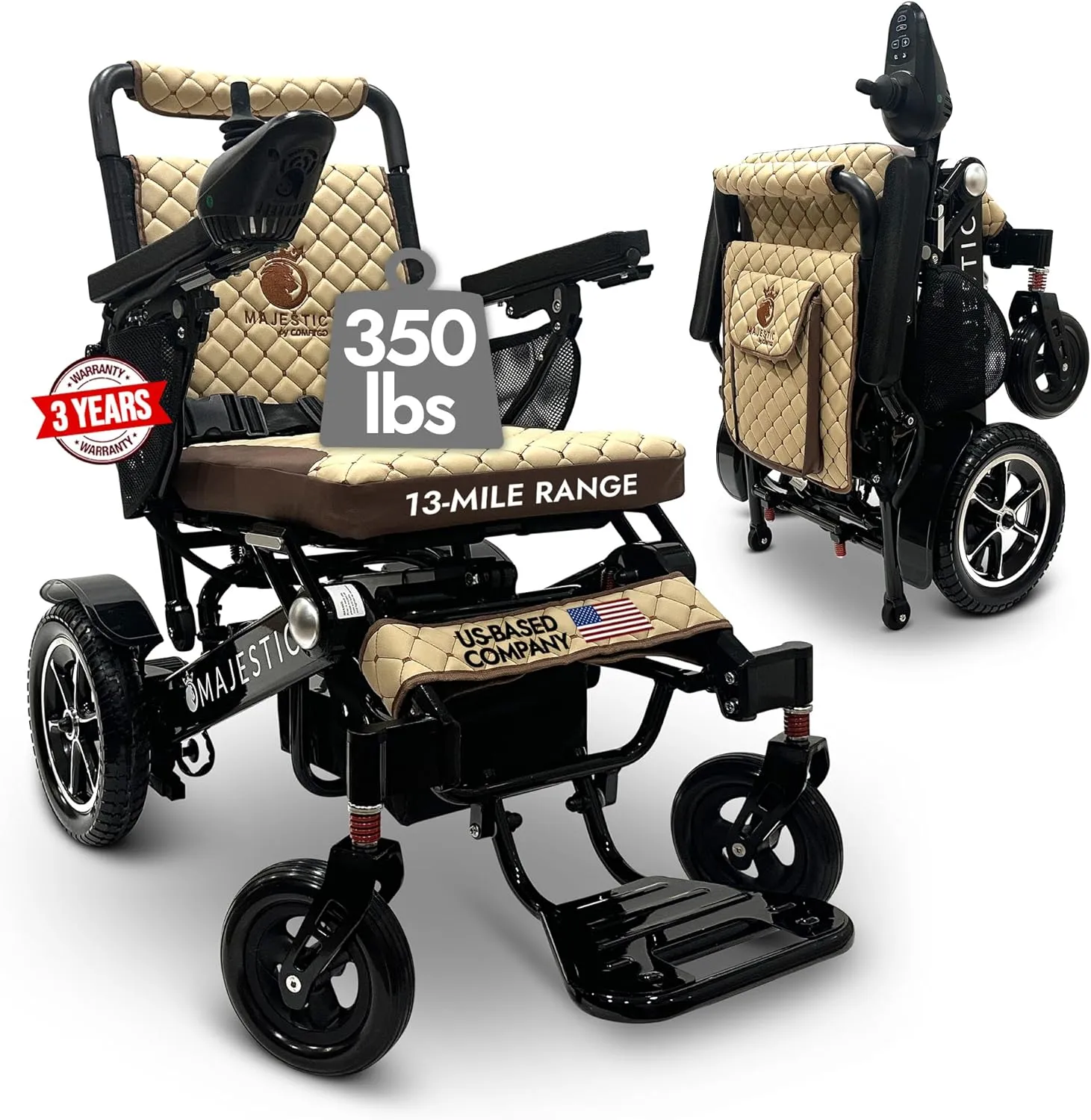 Electric Wheelchairs for Adults, 350 lbs Capacity, Up to 13 Miles Range, Lightweight Wheelchair for Seniors,Remote Controlled Wheel Chair, All Terrain, Airline and Cruise Approved, IQ-7000 by Majestic
