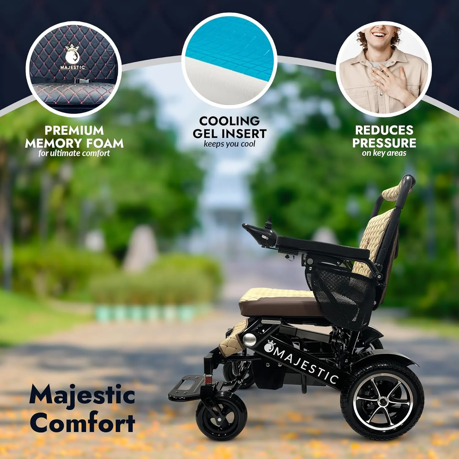 Electric Wheelchairs for Adults, 350 lbs Capacity, Up to 13 Miles Range, Lightweight Wheelchair for Seniors,Remote Controlled Wheel Chair, All Terrain, Airline and Cruise Approved, IQ-7000 by Majestic