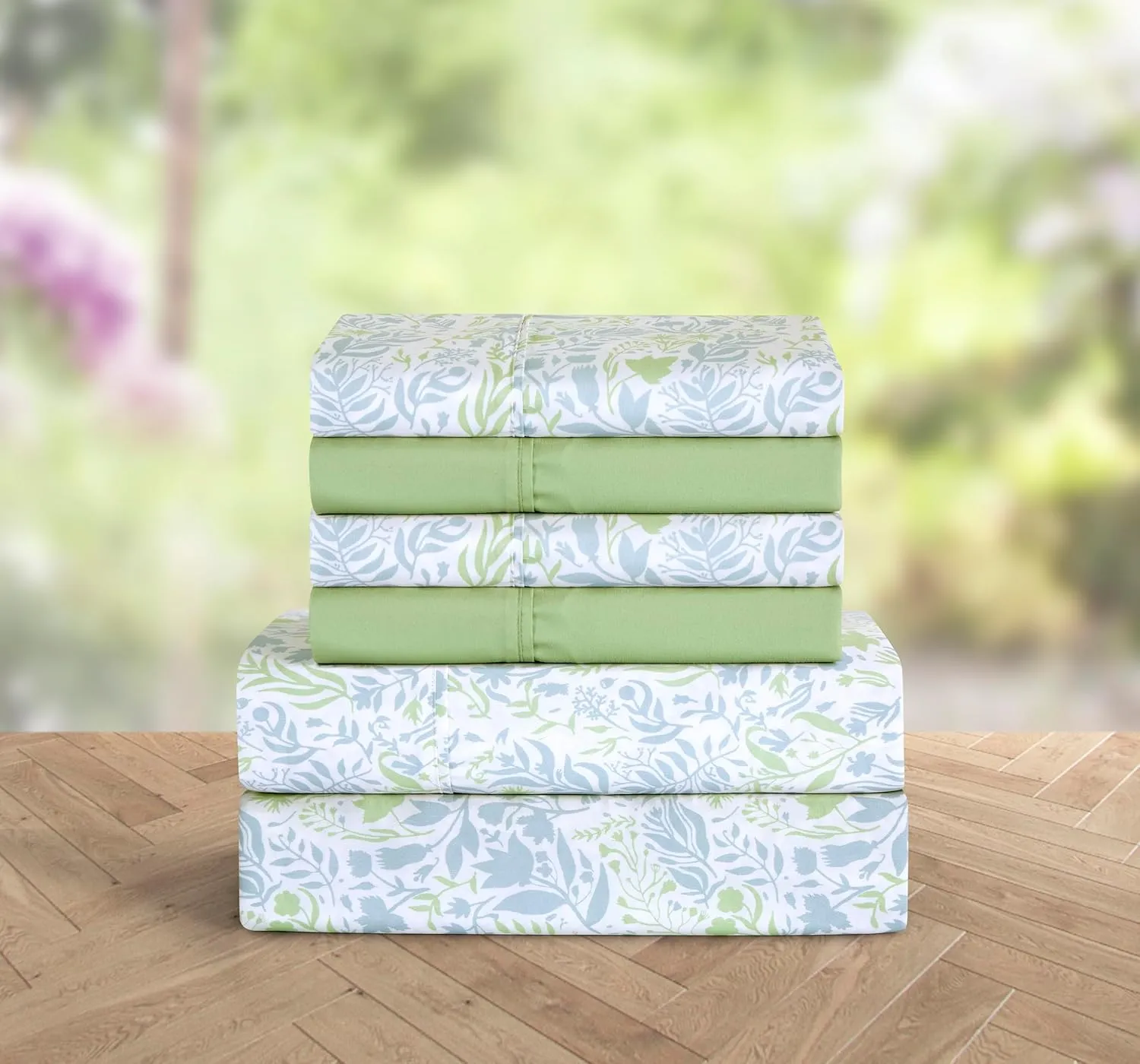 Elegant Comfort Softest and Coziest 6-Piece Sheet Set - 1500 Premium Hotel Quality Microfiber - Deep Pocket, Wrinkle Resistant 6-Piece Floral Bed Sheet Set, California King, Anita Green