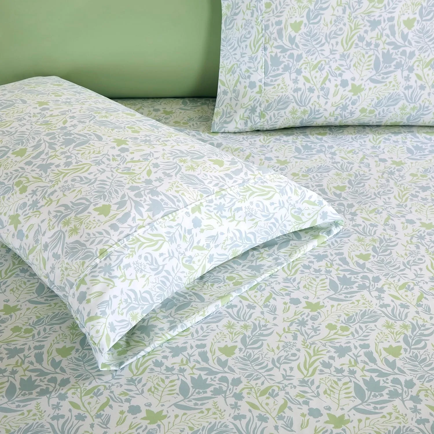 Elegant Comfort Softest and Coziest 6-Piece Sheet Set - 1500 Premium Hotel Quality Microfiber - Deep Pocket, Wrinkle Resistant 6-Piece Floral Bed Sheet Set, California King, Anita Green