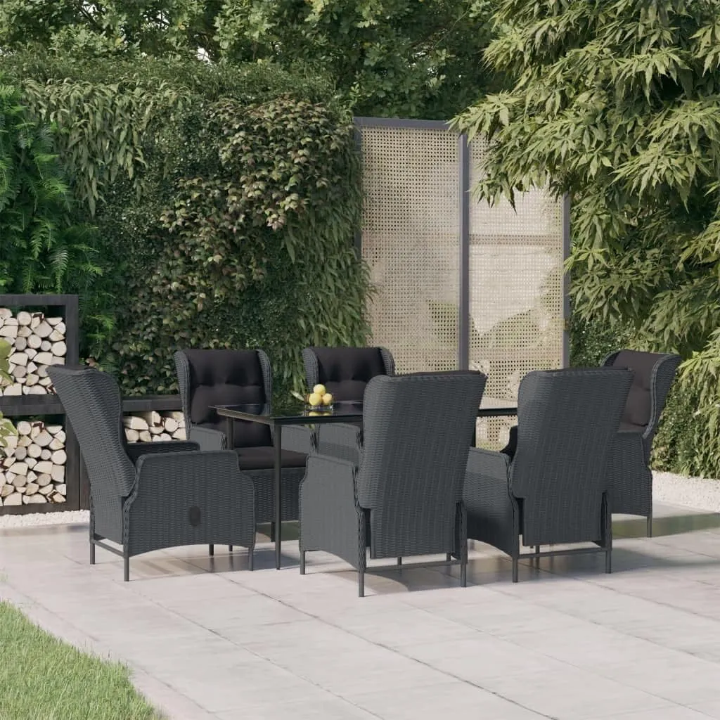 Elegant Outdoor Dining Set for Memorable Gatherings, 7 Pieces with Adjustable Chairs and Smooth Glass Table
