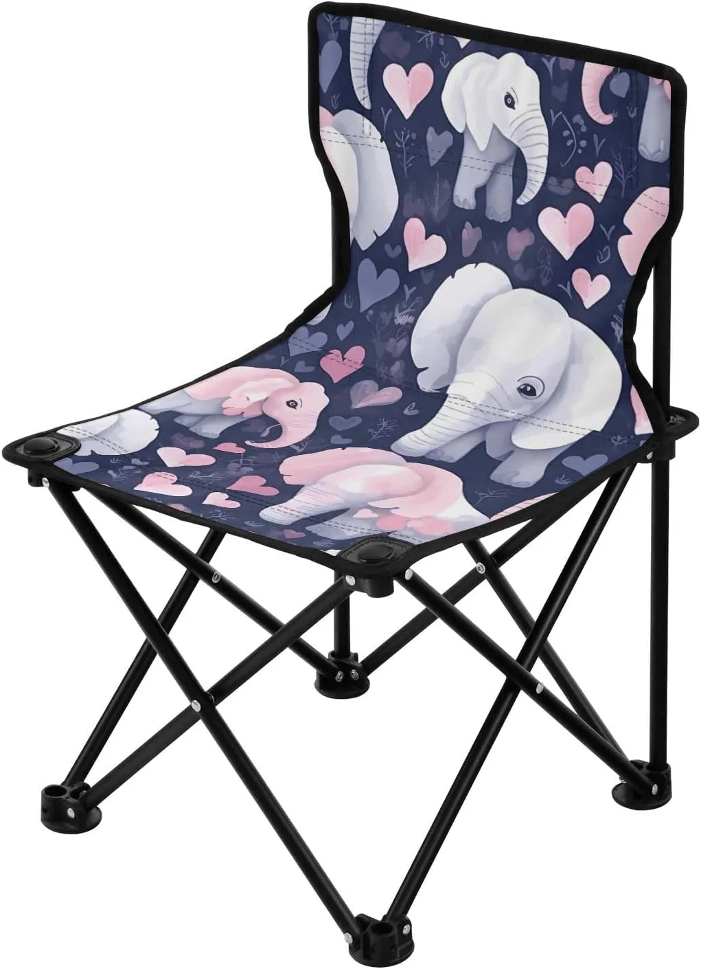Elephant (4) Portable Outdoor Folding Chair Anti-Slip Padded Oxford Cloth Stool Camping Chair Small for Beach Hiking Fishing Gardening Quad Camp Chair