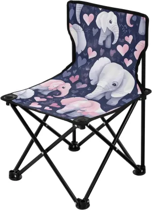 Elephant (4) Portable Outdoor Folding Chair Anti-Slip Padded Oxford Cloth Stool Camping Chair Small for Beach Hiking Fishing Gardening Quad Camp Chair