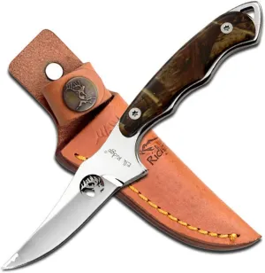 Elk Ridge ER-059 Series Fixed Blade Hunting Knife, Straight Edge Blade, Wood Handle, 7-Inch Length