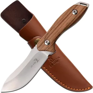 Elk Ridge - Outdoors Fixed Blade Knife - 9-in Overall, 4-in Stainless Steel Blade, Full Tang Construction, Zebra Wood Handle, Leather Sheath - Hunting, Camping, Survival - ER-200-03D
