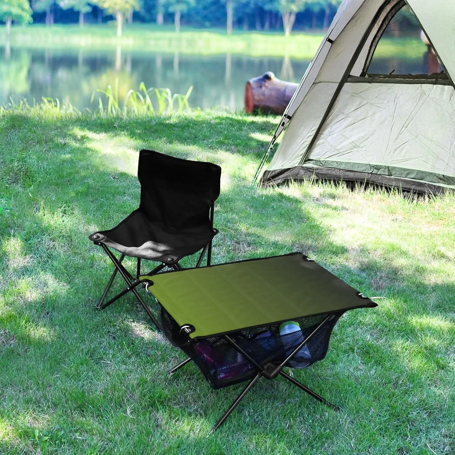 Emelivor Green Gradient Folding Camping Table Portable Beach Table with Carry Bag Small Camp Table for Camping Picnic Garden Fishing Hiking
