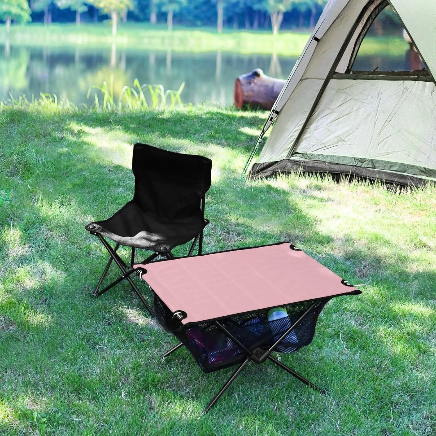 Emelivor Ticklend Pink Folding Camping Table Portable Beach Table with Carry Bag Small Craft Table for Camping Hiking Fishing Garden Outdoor