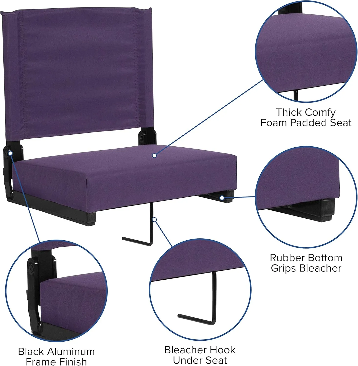 EMMA   OLIVER Lightweight Stadium Chair with Ultra-Padded Seat, 500 lb. Rated