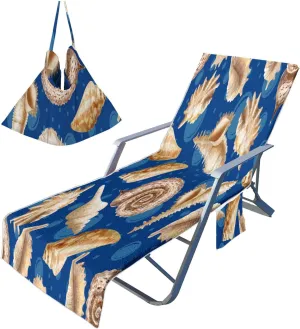 EMMTEEY Beach Chair Covers 82.6 X 29.5 Inches Flower White Fresh Spring Morning Nature Patio Chair Covers with 2 Side Pockets for Poolside Beach Garden, Set of 1