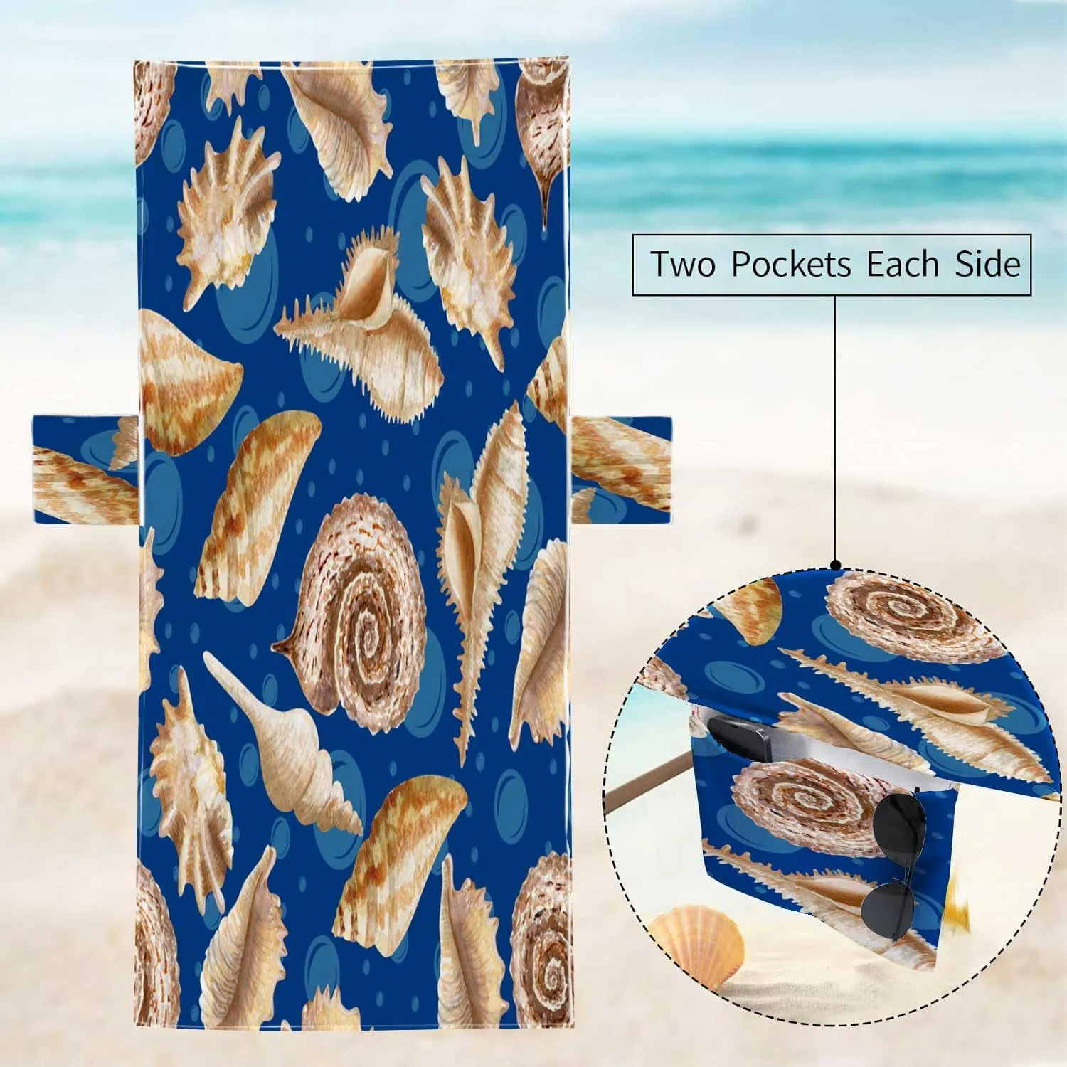 EMMTEEY Beach Chair Covers 82.6 X 29.5 Inches Flower White Fresh Spring Morning Nature Patio Chair Covers with 2 Side Pockets for Poolside Beach Garden, Set of 1