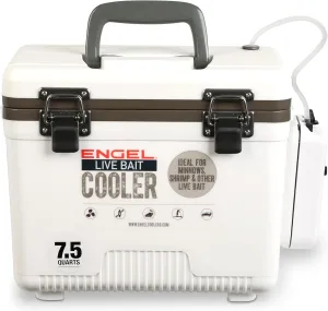 Engel Live Bait Cooler Box with 2nd Gen 2-Speed Aerator Pump - Portable Fishing Station & Minnow Bucket for Shrimp & Other Live Fish with Aerator - ENGLBC-N