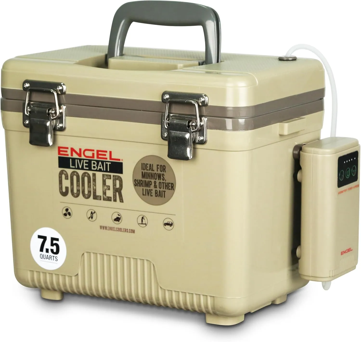 ENGEL Live Bait Cooler PRO for Fishing - Portable Minnow and Bait Bucket with Lithium-Ion Rechargeable Aerator