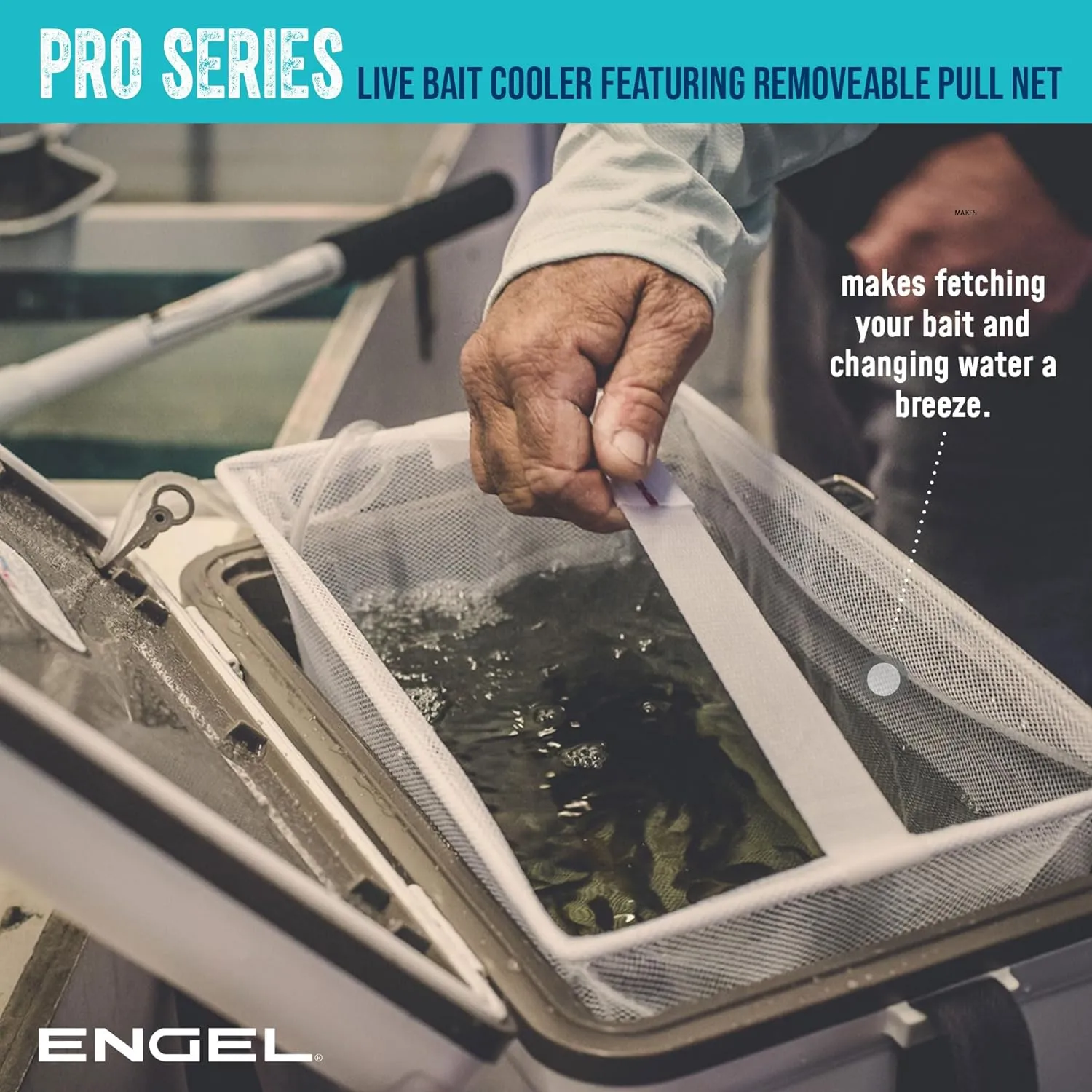 ENGEL Live Bait Cooler PRO for Fishing - Portable Minnow and Bait Bucket with Lithium-Ion Rechargeable Aerator