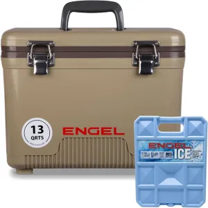 Engel UC13 13qt Leak-Proof, Air Tight, Drybox Cooler and 32°F Cooler Packs for Boating, Camping, Fishing, Hiking & Food Storage