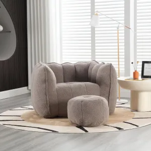 Enhance Comfort with Soft Bean Bag Chair, High Resilient Foam Filling, Comfortable Square Lazy Sofa with Footstool, Coffee