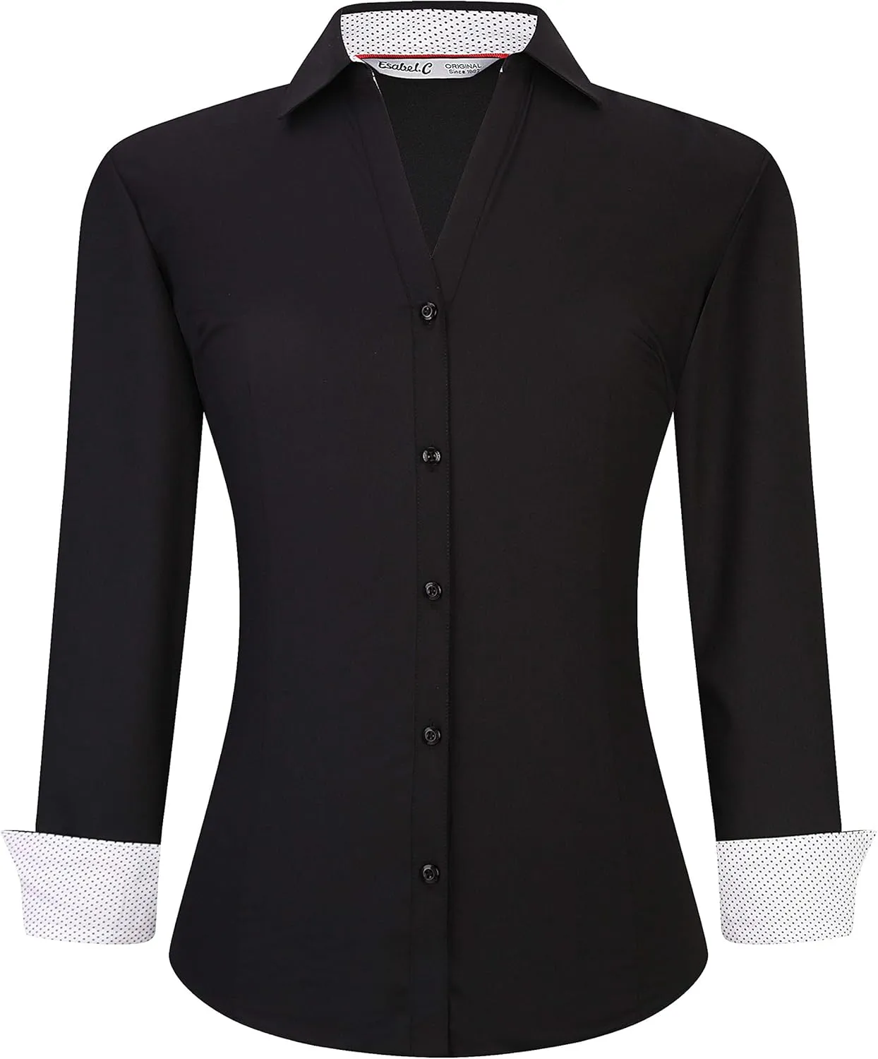 Esabel.C Womens Button Down Shirts Long Sleeve Regular Fit Stretch Work Blouse