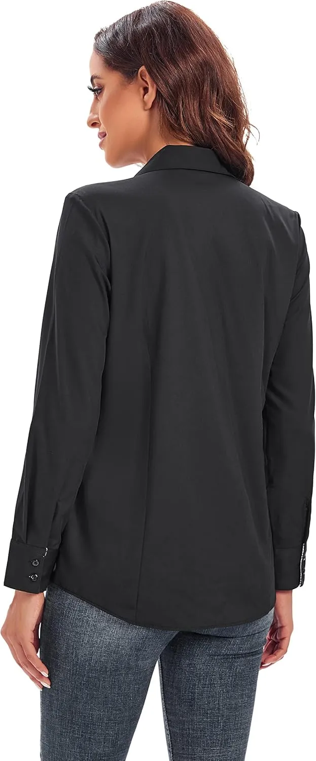 Esabel.C Womens Button Down Shirts Long Sleeve Regular Fit Stretch Work Blouse