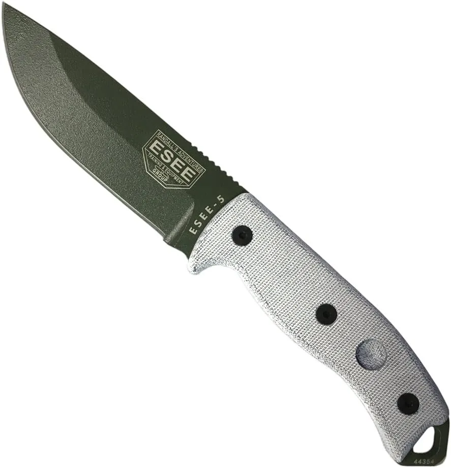 ESEE Authentic Model 5 Tactical Survival Fixed Blade Knife - Ambidextrous Kydex Sheath - SERE Team Designed (ESEE-5P-OD-E)
