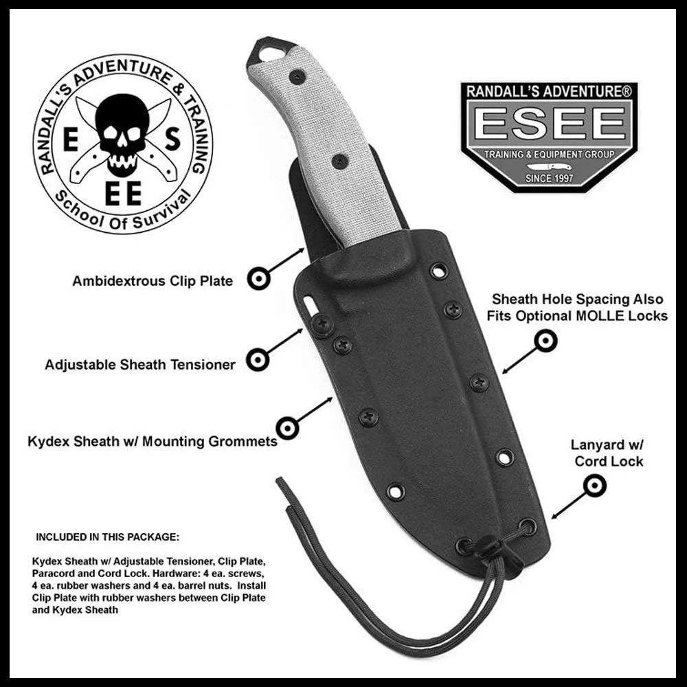 ESEE Authentic Model 5 Tactical Survival Fixed Blade Knife - Ambidextrous Kydex Sheath - SERE Team Designed (ESEE-5P-OD-E)