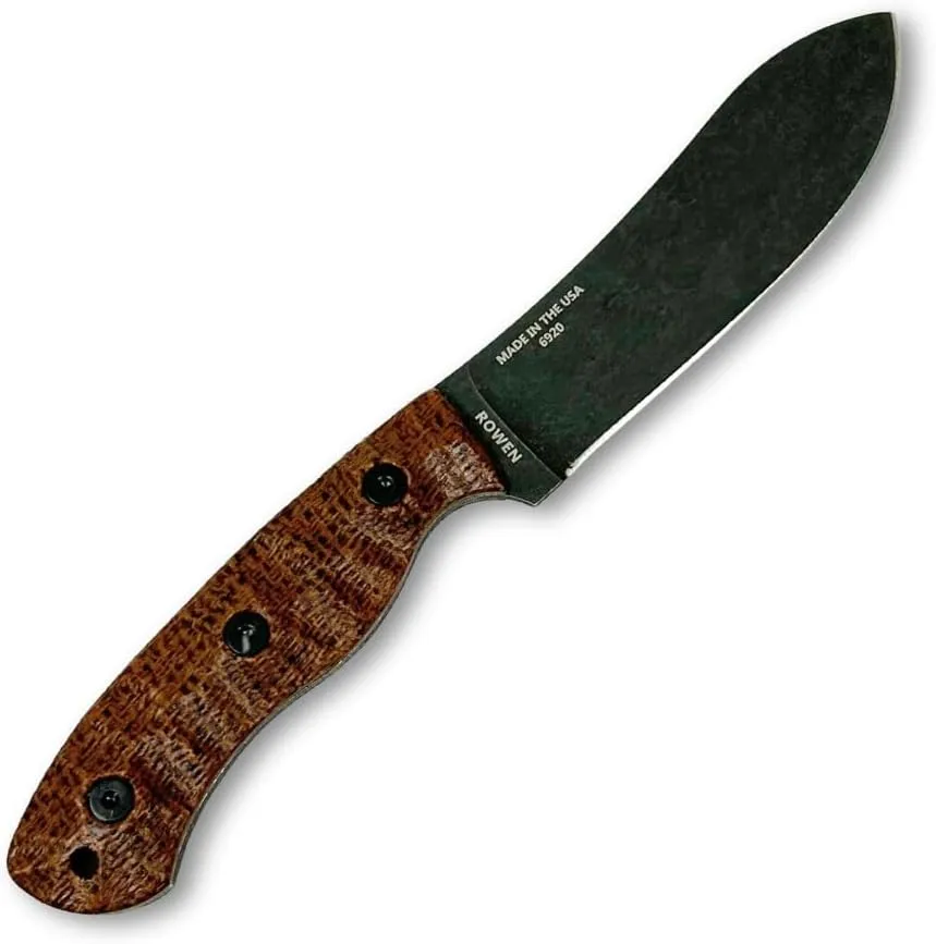 ESEE James Gibson Designed JG5 Nessmuk Fixed Blade Knife w/Sculpted Micarta Handles, Black Oxide Finish, and Brown Leather Pouch Sheath (Brown Sculpted Burlap Micarta)