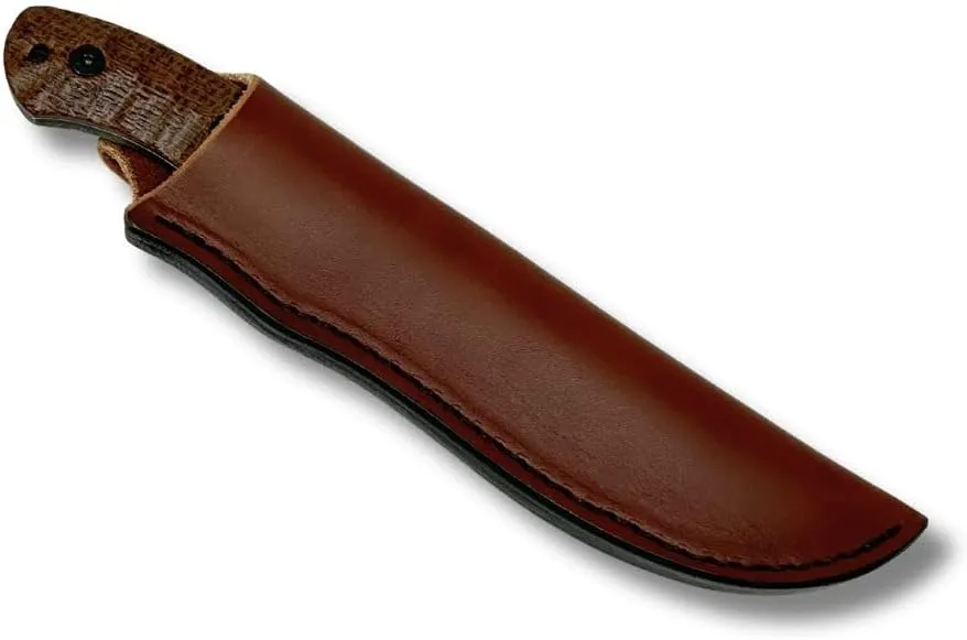 ESEE James Gibson Designed JG5 Nessmuk Fixed Blade Knife w/Sculpted Micarta Handles, Black Oxide Finish, and Brown Leather Pouch Sheath (Brown Sculpted Burlap Micarta)