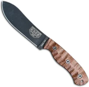 ESEE James Gibson Designed JG5 Nessmuk Fixed Blade Knife w/Sculpted Micarta Handles, Black Oxide Finish, and Brown Leather Pouch Sheath (Brown Sculpted Burlap Micarta)