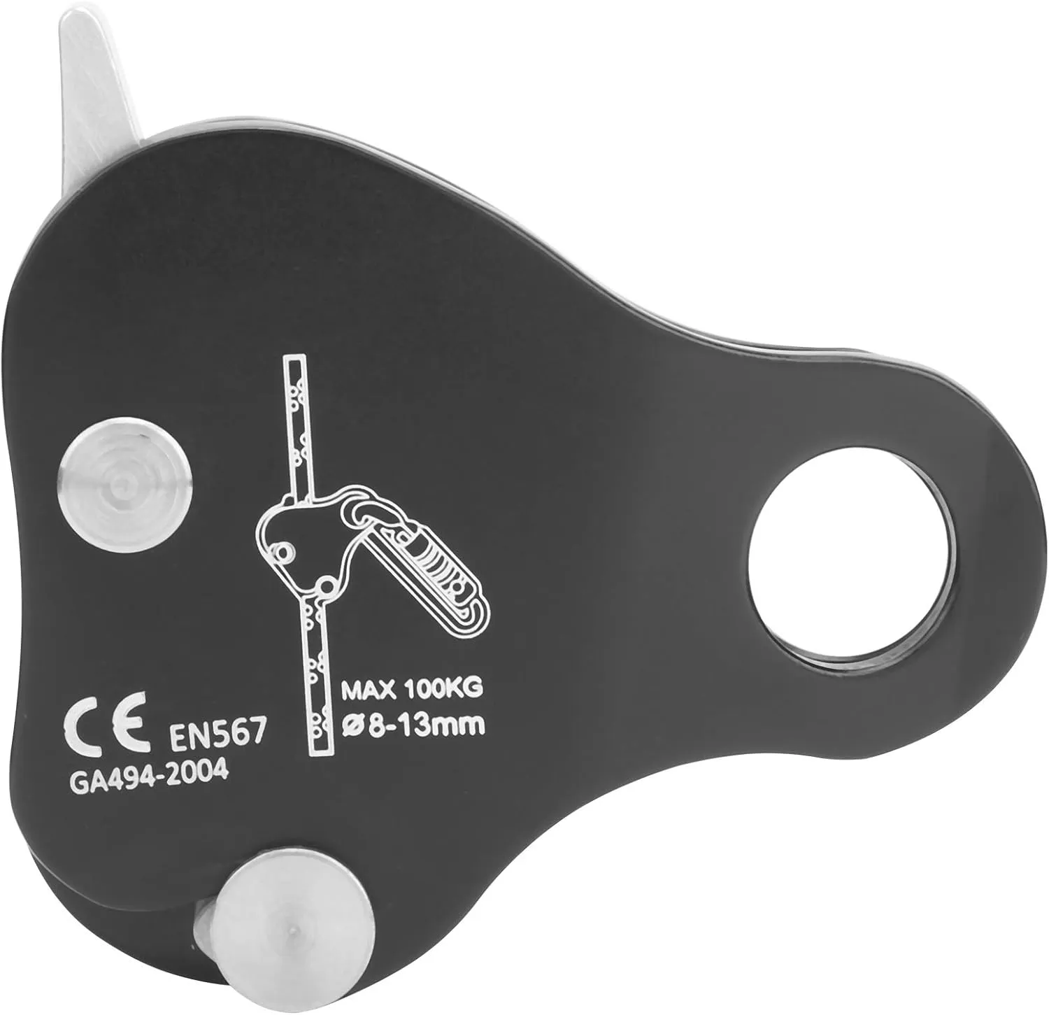 EVTSCAN CAMNAL Outdoor Rock Climbing Rope Grab Stop Descender Self‑Braking Clamp Device Black