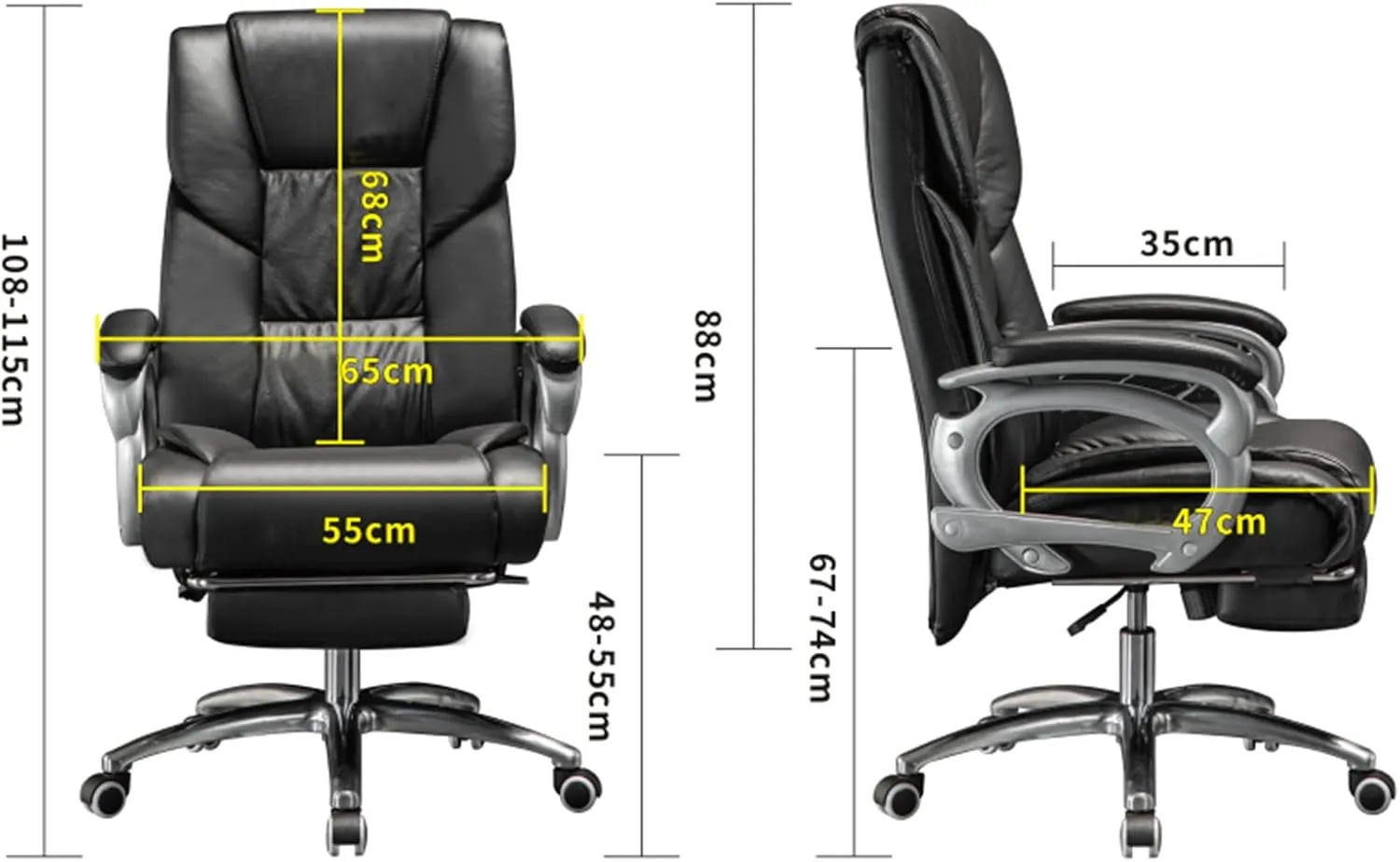 Executive Office Chair, 360° Swivel Computer Desk Chair with Back Support, 90°-135° Reclining Office Chair,Microfiber Leather Ergonomic Chair with Footrest and Linka(Yellow