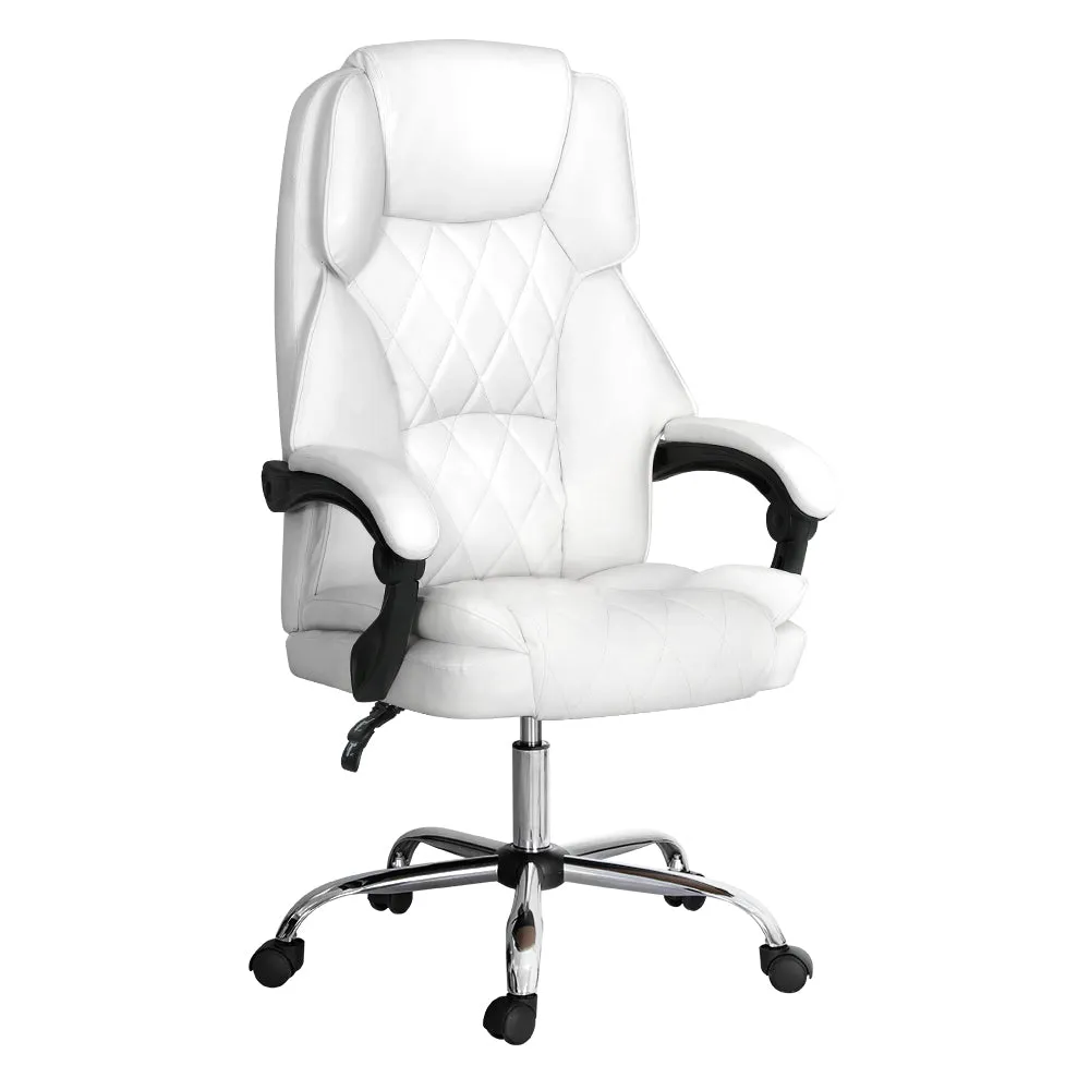 Executive Office Chair Leather Recliner White