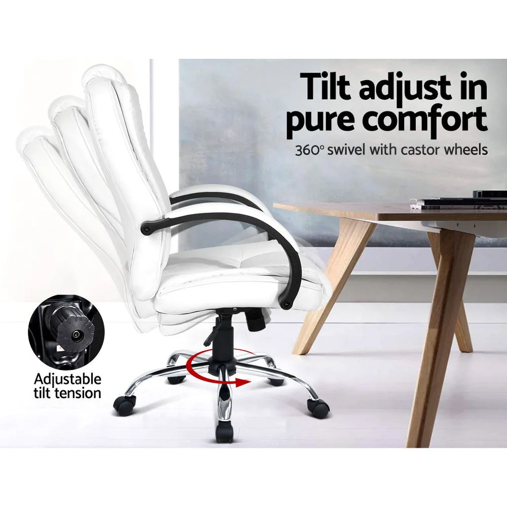 Executive Office Chair Leather Tilt White