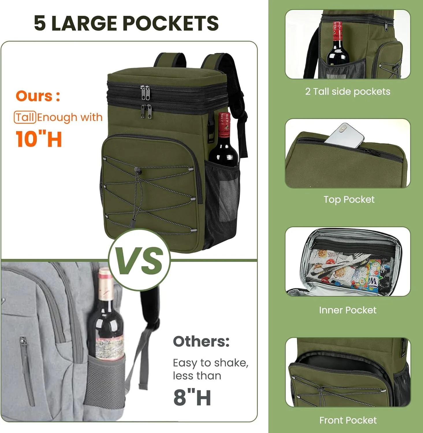 Expandable Backpack Coolers Insulated Leak Proof - 36/48 Cans Double Deck Cooler Backpack Waterproof - Soft Lightweight Portable Cooler Bag for Beach Picnic Camping Men and Women