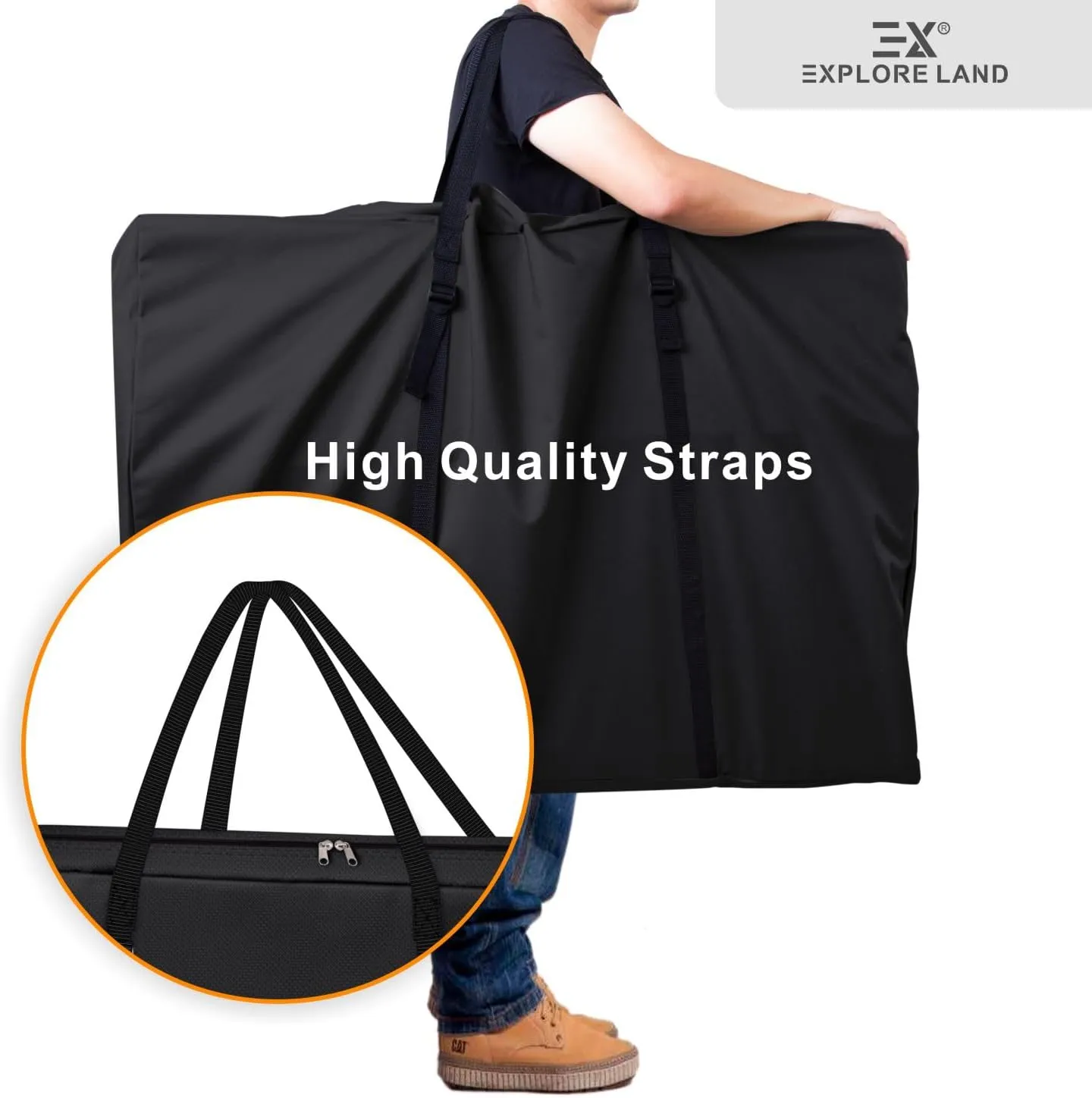Explore Land Heavy Duty Chair Storage Bag for Folding Longue Zero Gravity Light Weight Transport Folding Rollator Walker (Black)