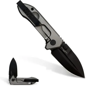 Extrema Ratio - Frame Rock (TITAN-BLACK), Folding Knife, Böhler N690 steel blade hardened to 58 HRC, DLC-coated finish, titanium frame lock, ambidextrous opening, handmade in Italy