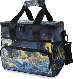 Fairy Wave Blue Cooler Bag Insulated Cooler Soft Sided Cooler 24 Can Portable Picnic Bag Large Leakproof Lunch Bag Box for Beach Grocery Camping Travel Car Men Women