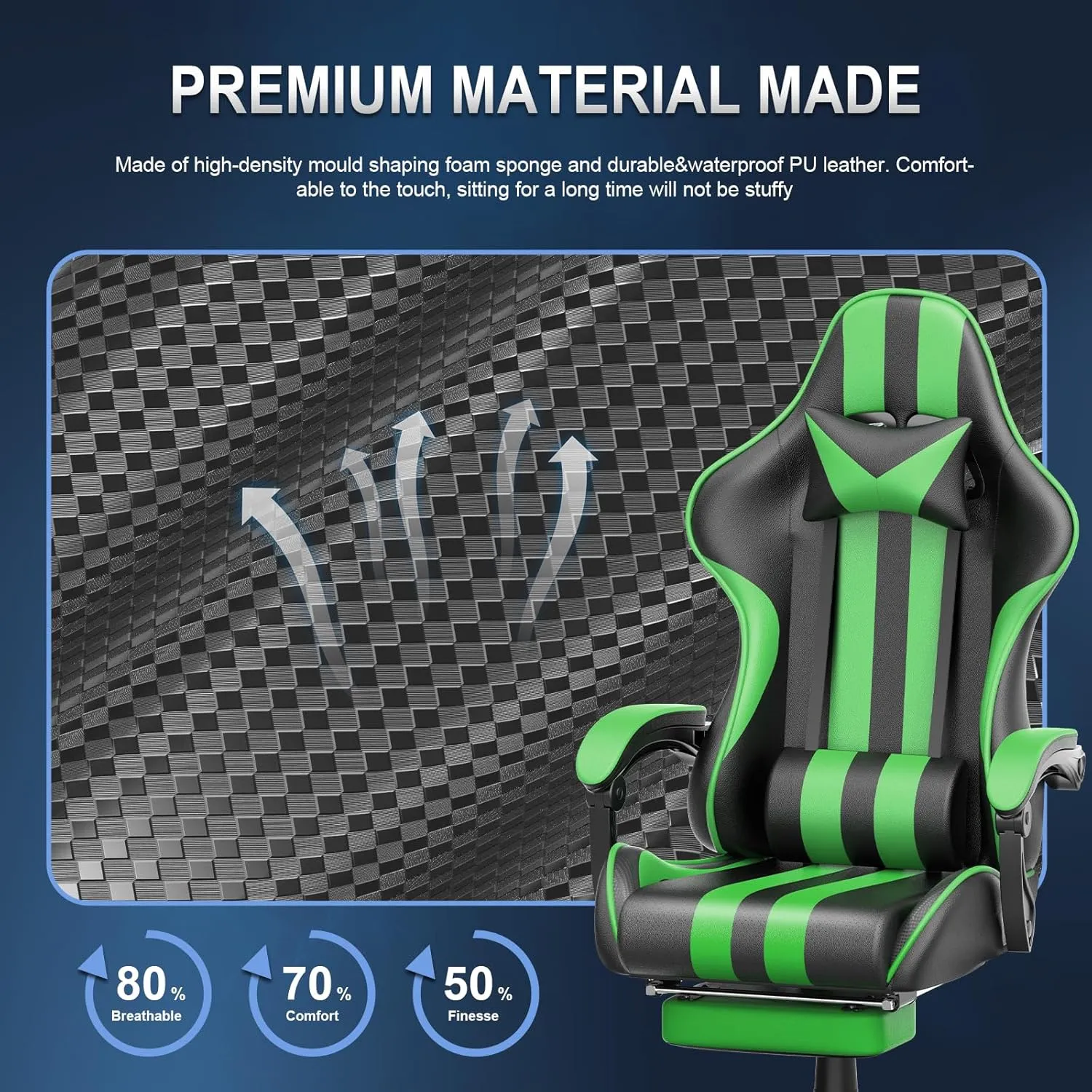 Ferghana Gaming Chairs with Footrest,Massage Gamer Chair,Christmas,Xmas Gift,PC Game Chair for Adults Teens for Live Streaming Room