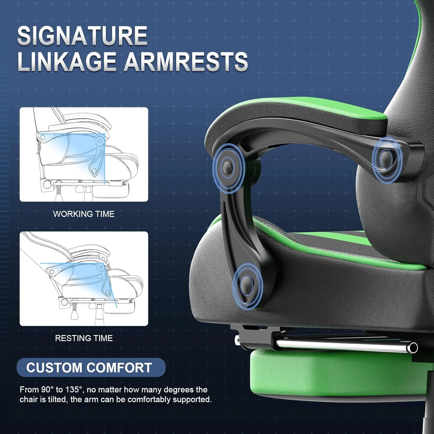Ferghana Gaming Chairs with Footrest,Massage Gamer Chair,Christmas,Xmas Gift,PC Game Chair for Adults Teens for Live Streaming Room