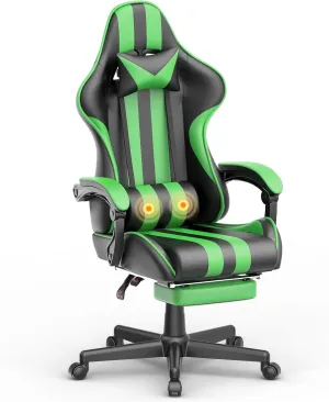 Ferghana Gaming Chairs with Footrest,Massage Gamer Chair,Christmas,Xmas Gift,PC Game Chair for Adults Teens for Live Streaming Room