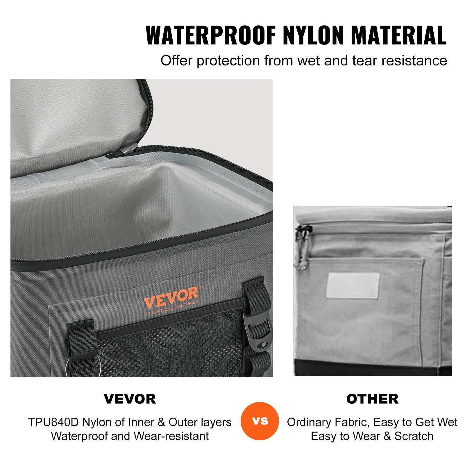 (FINAL PRICES ARE LOWER ON OUR SITE!) VEVOR Soft Cooler Bag, 16 Cans Soft Sided Cooler Bag Leakproof with Zipper, Waterproof Soft Cooler Insulated Bag, Lightweight & Portable Collapsible Cooler for Beach, Hiking, Picnic, Camping, Travel