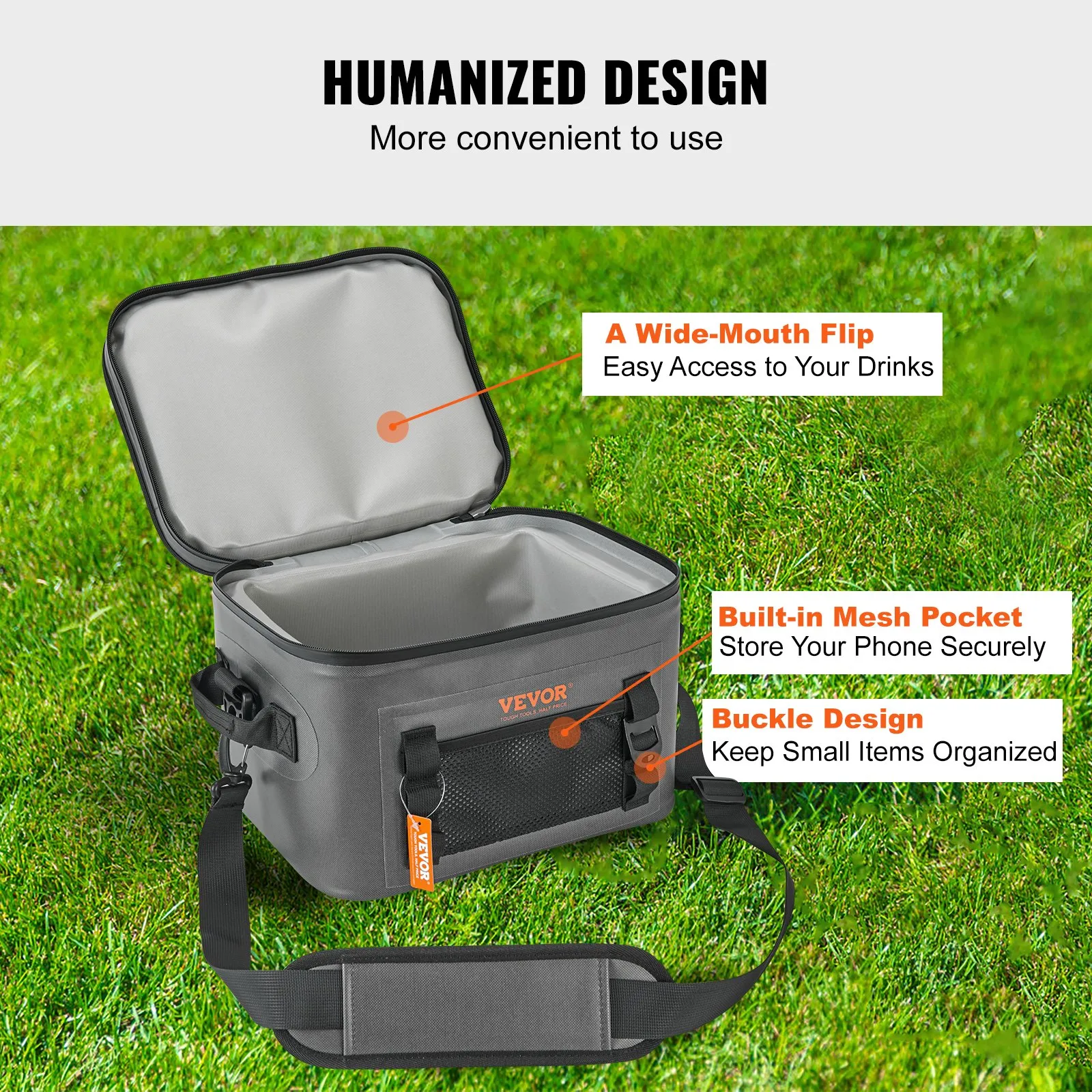 (FINAL PRICES ARE LOWER ON OUR SITE!) VEVOR Soft Cooler Bag, 16 Cans Soft Sided Cooler Bag Leakproof with Zipper, Waterproof Soft Cooler Insulated Bag, Lightweight & Portable Collapsible Cooler for Beach, Hiking, Picnic, Camping, Travel