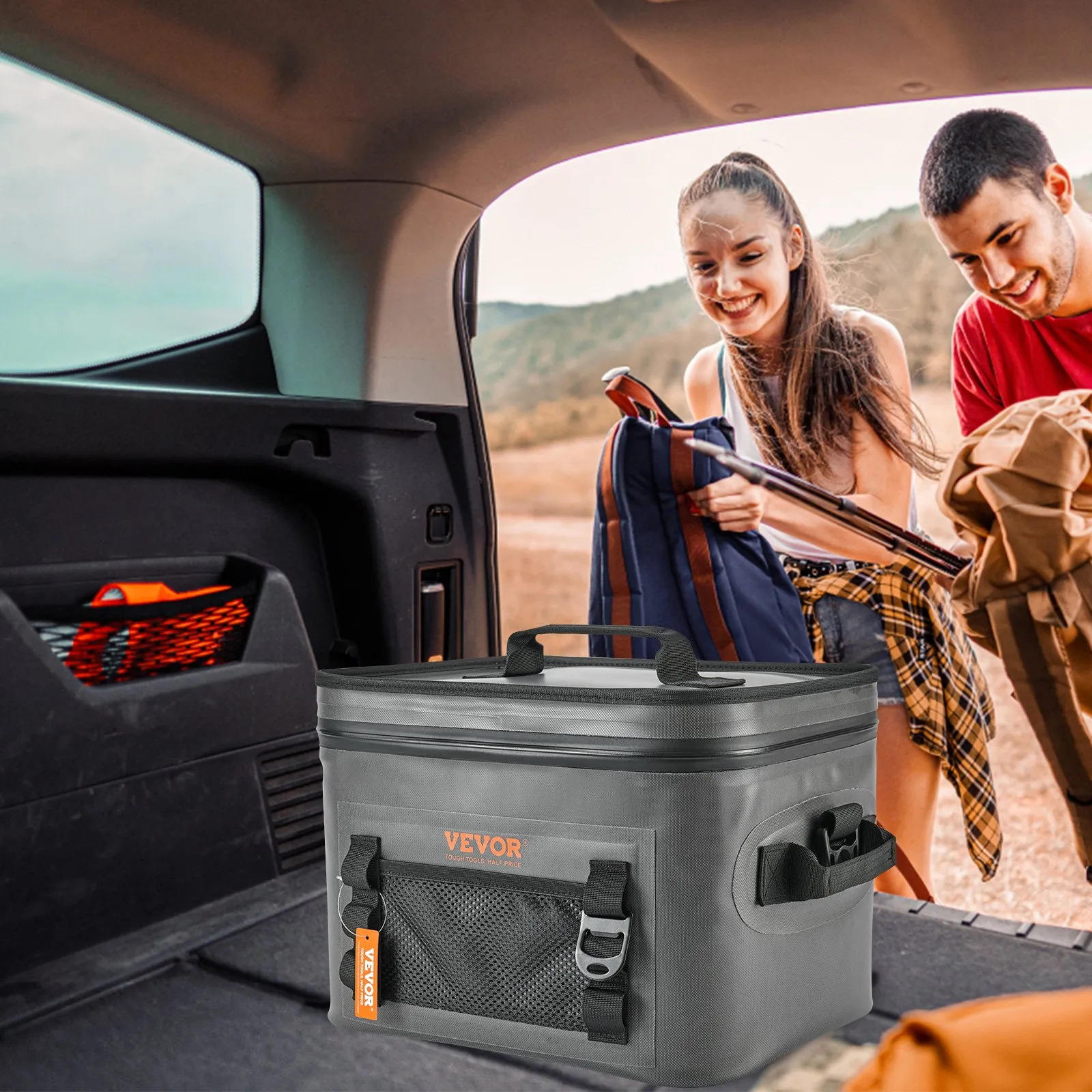 (FINAL PRICES ARE LOWER ON OUR SITE!) VEVOR Soft Cooler Bag, 16 Cans Soft Sided Cooler Bag Leakproof with Zipper, Waterproof Soft Cooler Insulated Bag, Lightweight & Portable Collapsible Cooler for Beach, Hiking, Picnic, Camping, Travel